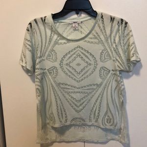 Teal sheer design crop top